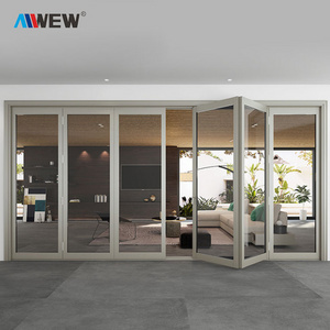 European Folding Door Aluminum Bifold Glass Exterior Doors Customized