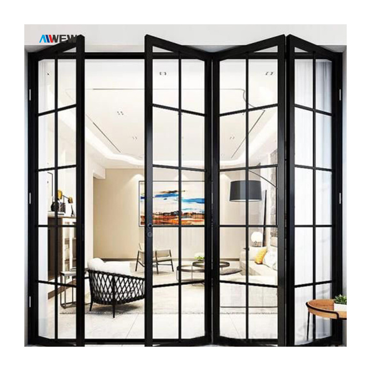 European Folding Door Aluminum Bifold Glass Exterior Doors Customized