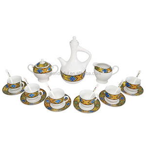 2024 Ebena Rekebot Tilet Ceramic Coffee Set 23 pcs Ethiopian Coffee Cup Set