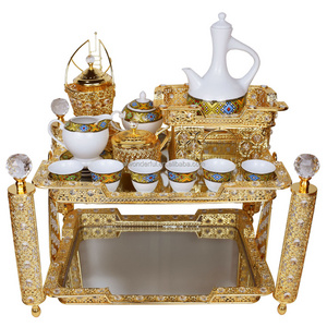 2024 hot sale ethiopian metal coffee tray set with cup and saucer