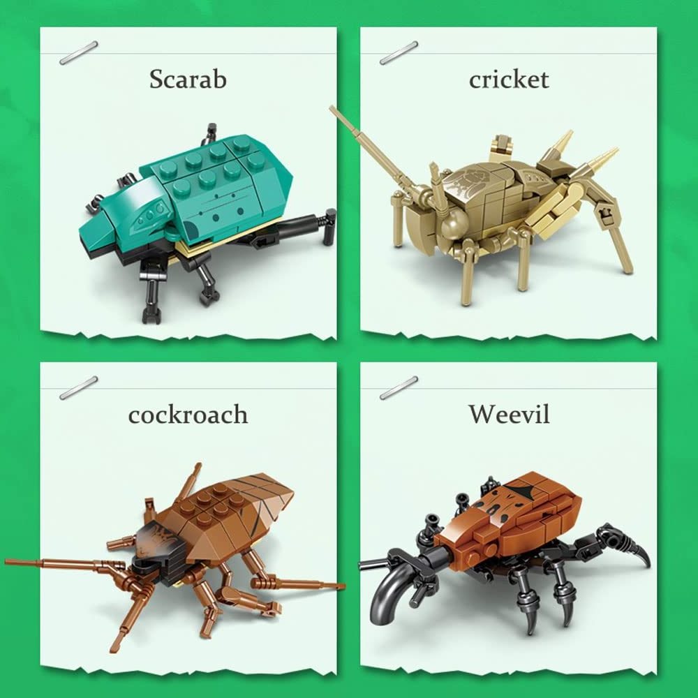 Building Block Toys Walking Worm Giraffe Weevil Locust Xylotrupes Dichotomus Building Set Collection Puzzle Building Blocks