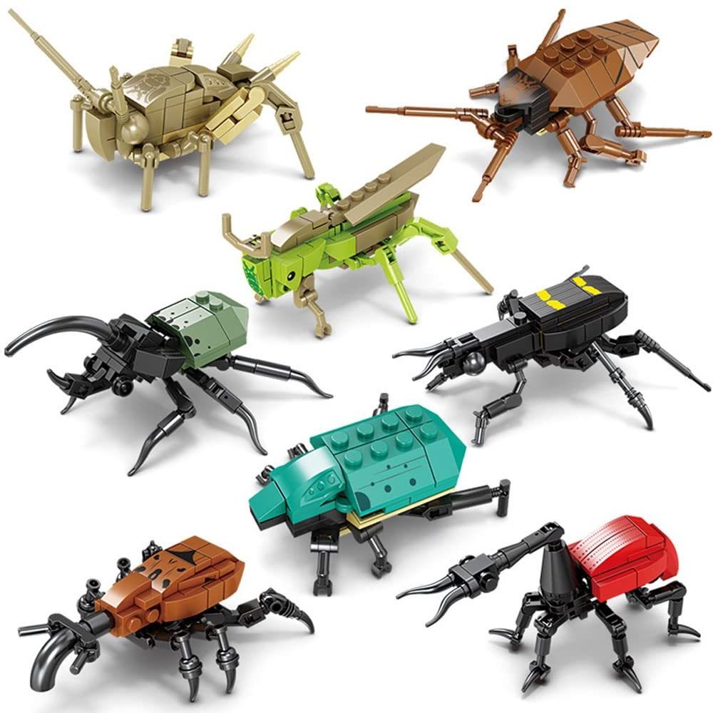 Building Block Toys Walking Worm Giraffe Weevil Locust Xylotrupes Dichotomus Building Set Collection Puzzle Building Blocks