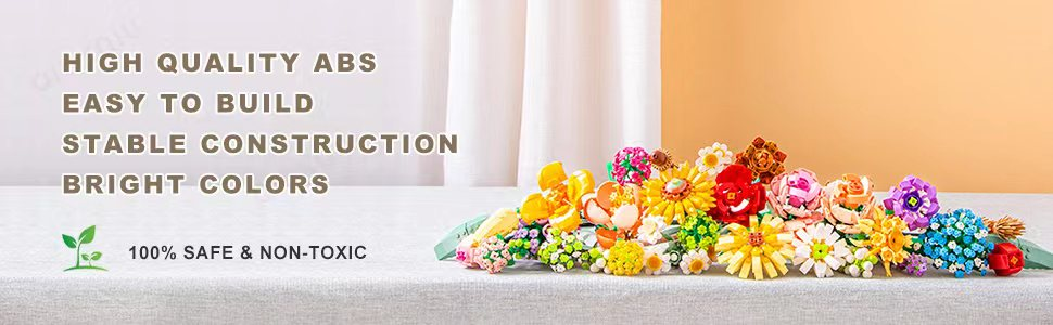 ToylinX Flower Building Kit for Adults Flower Bouquet Building Block Set Artificial Flowers Mini Building Bricks Home Decor