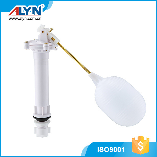 Adjustable height toilet tank inlet water bottom ball float fill valve