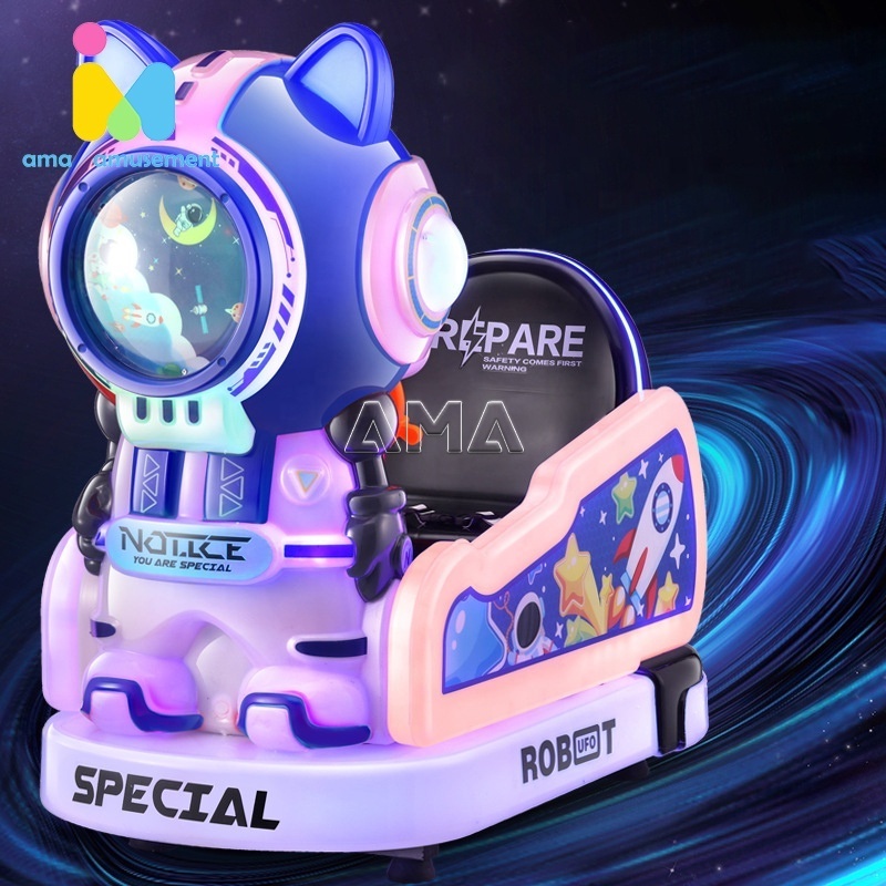 New children's MP5 space cat swing machine children's electric shake rocker baby coin supermarket door toy car