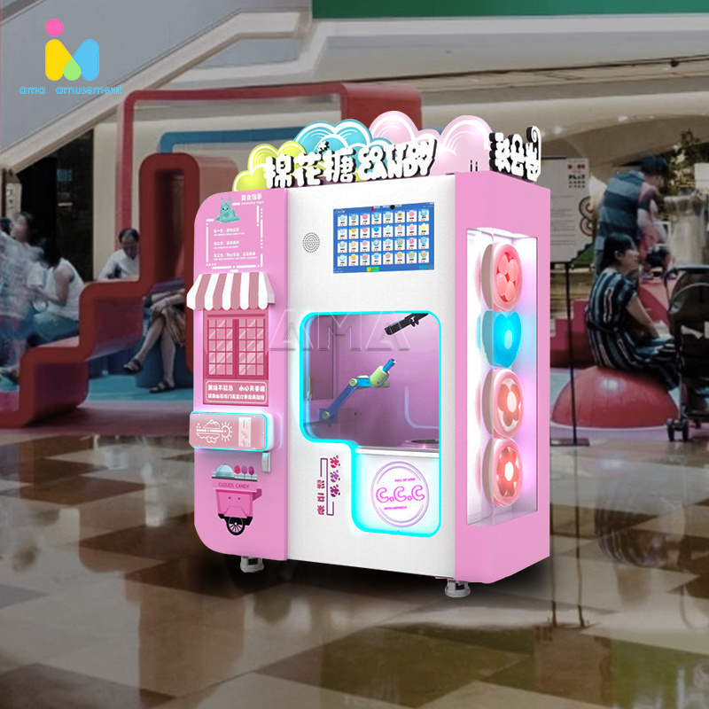 AMA Fully Automatic Commercial Cotton Candy Machine Marshmallow Floss Flower Cotton Candy Vending Making Machine