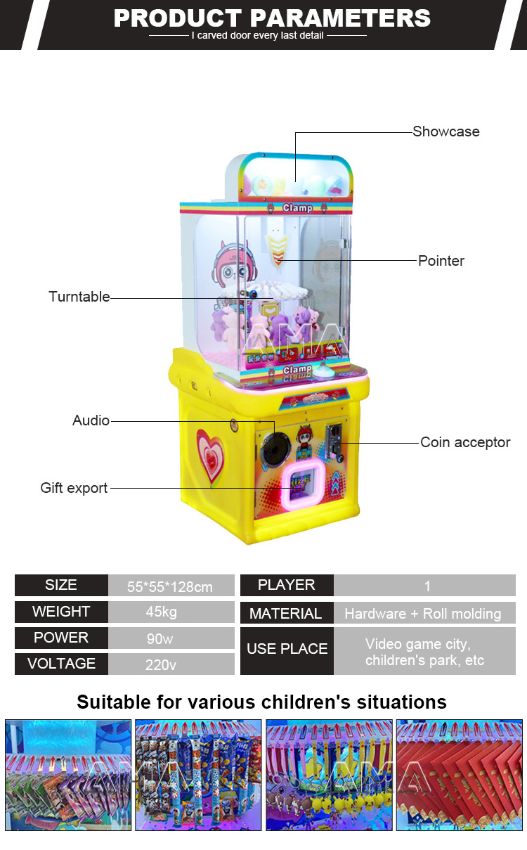 Mini Arcade Machine Skill Game Coin Operated for Kids Clip Game Machines