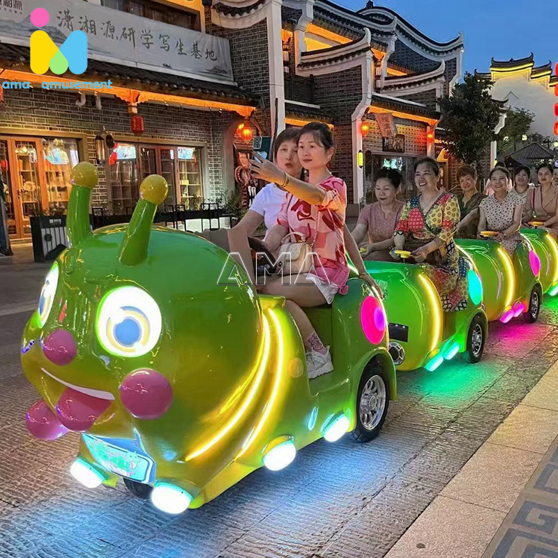 Guangzhou AMA Amusement Park Rides Christmas Mini Trackless Train For Kids To Ride For Shopping Mall