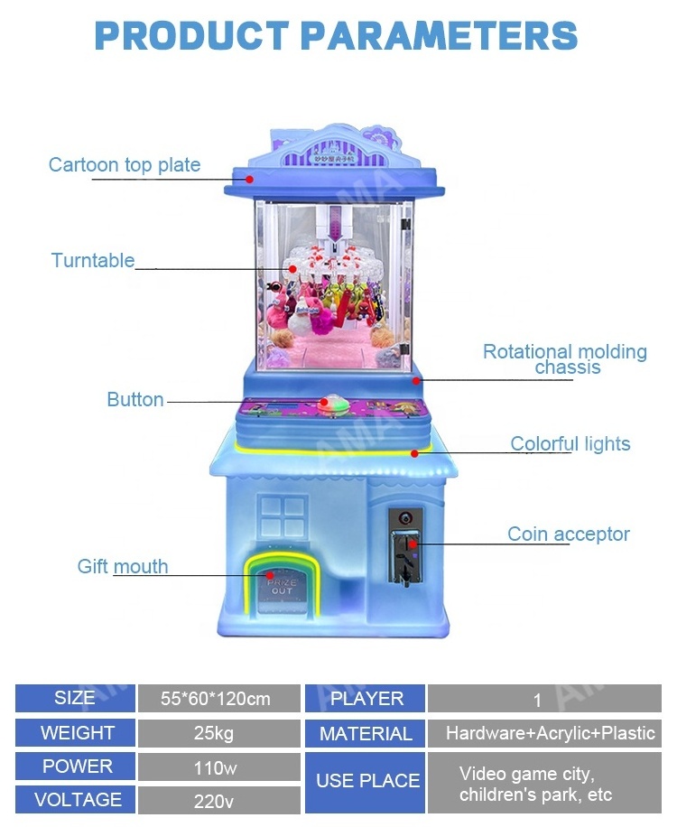 AMA Coin Arcade Clip Game Machines Coin Operated Customized Mini Boutique Clip Prize Game Machines