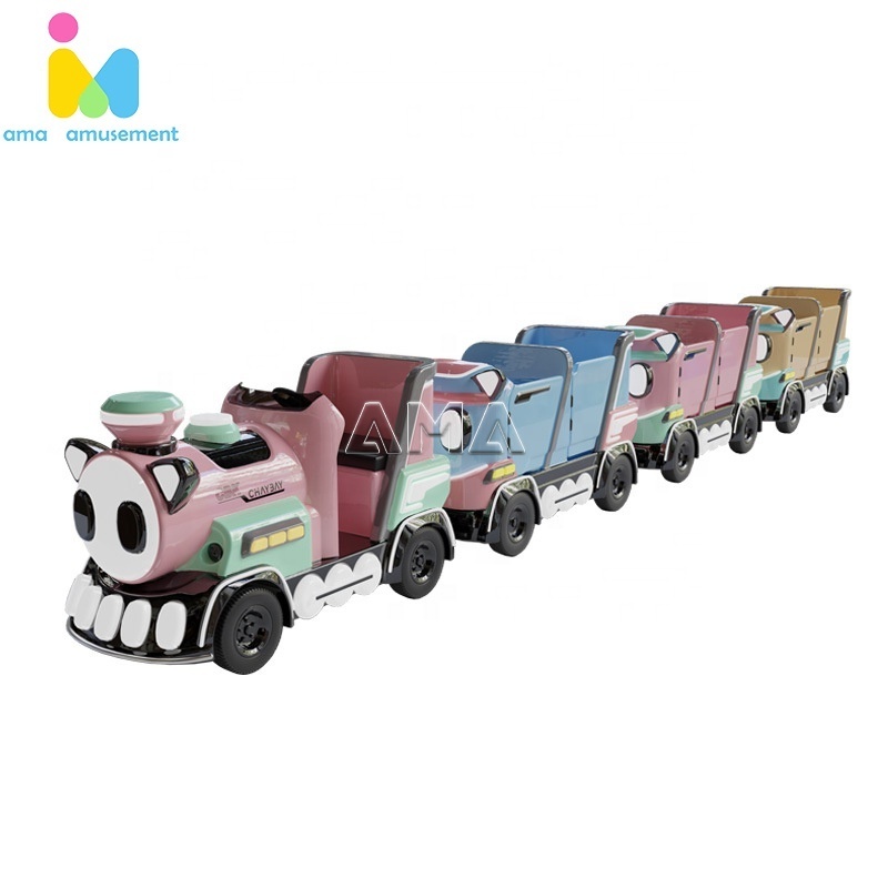 AMA Amusement Park Ride Pampered Train Ride Electric Trackless Mini Train With  For Shopping Malls