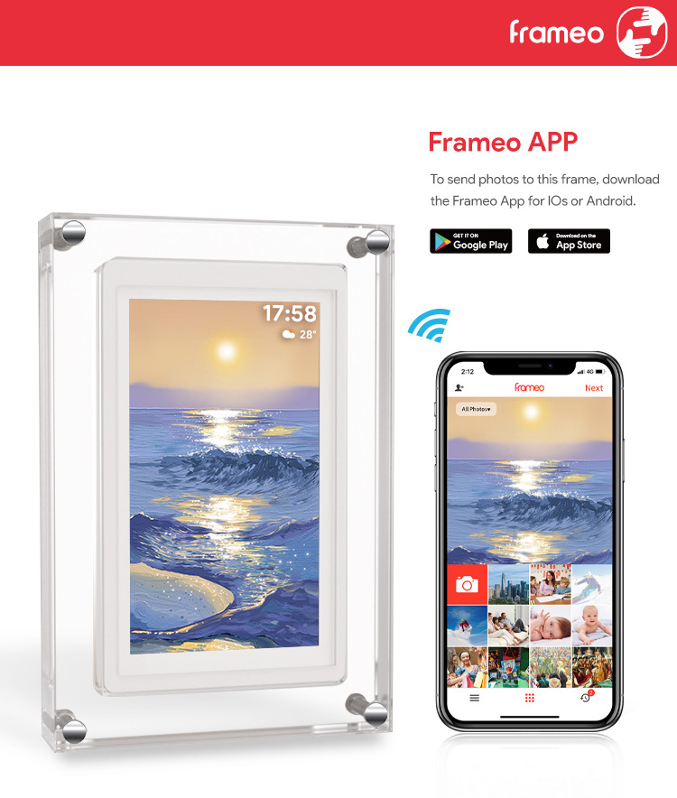 AMABOO 5 Inch Wifi Touch Video Nft Digital Photo Picture foto Frame Lcd Cloud Frameo Digital Photo Frame