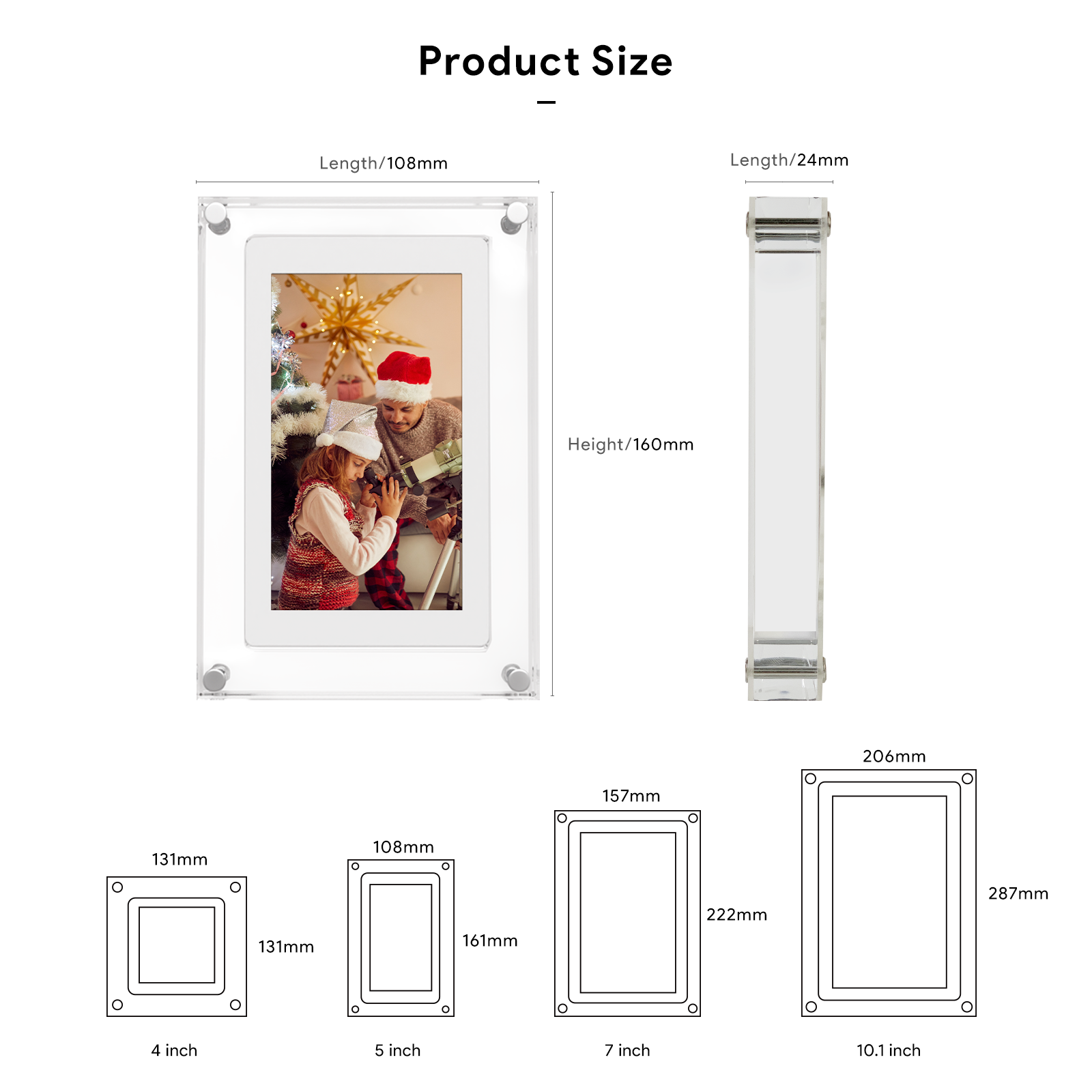 Wholesale Dropship 4  5 7 10 15.6 Inch Picture Art Acrylic NFT Video infinite object transparent Digital Photo Frame Display