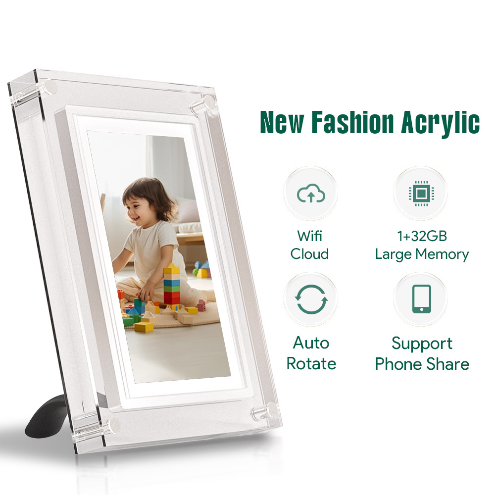 Automatic Rotation Function Factory 5 inch Advertising Player Art Acrylic Digital Photo Picture Frame with Battery