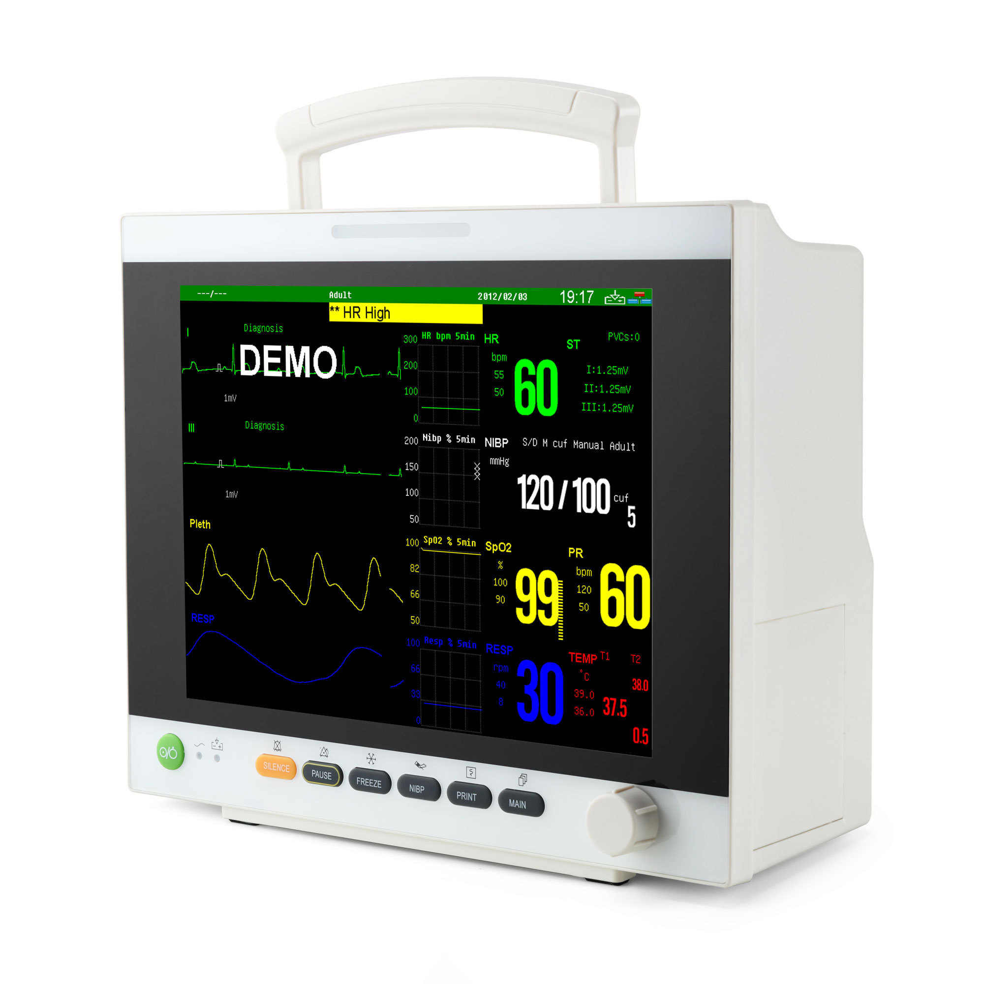 Professional Multi-parameter patient monitor model AM9000JA+ for Adult/ pediatric/ Neonate patients 12.1