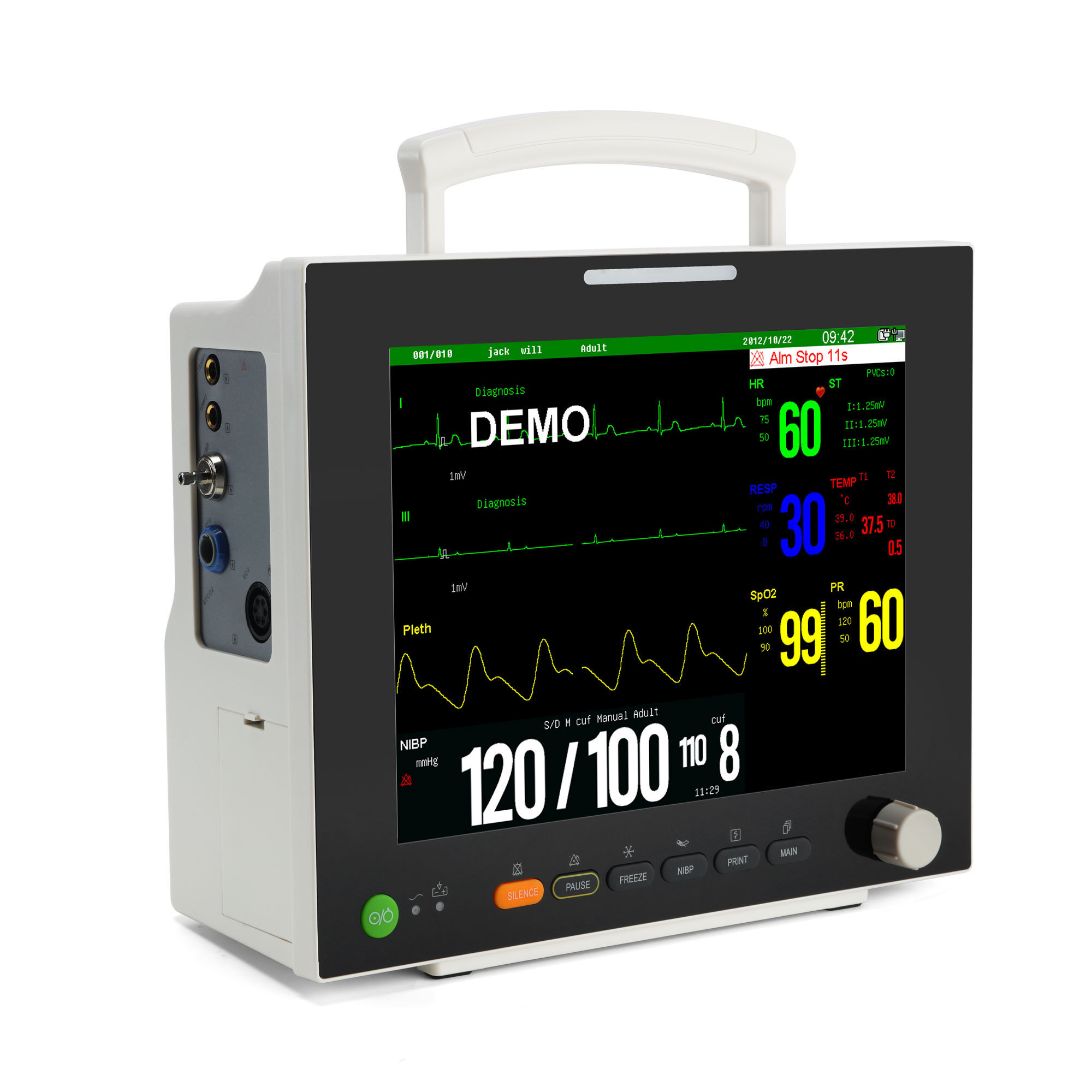 Professional Multi-parameter patient monitor model AM9000JA+ for Adult/ pediatric/ Neonate patients 12.1