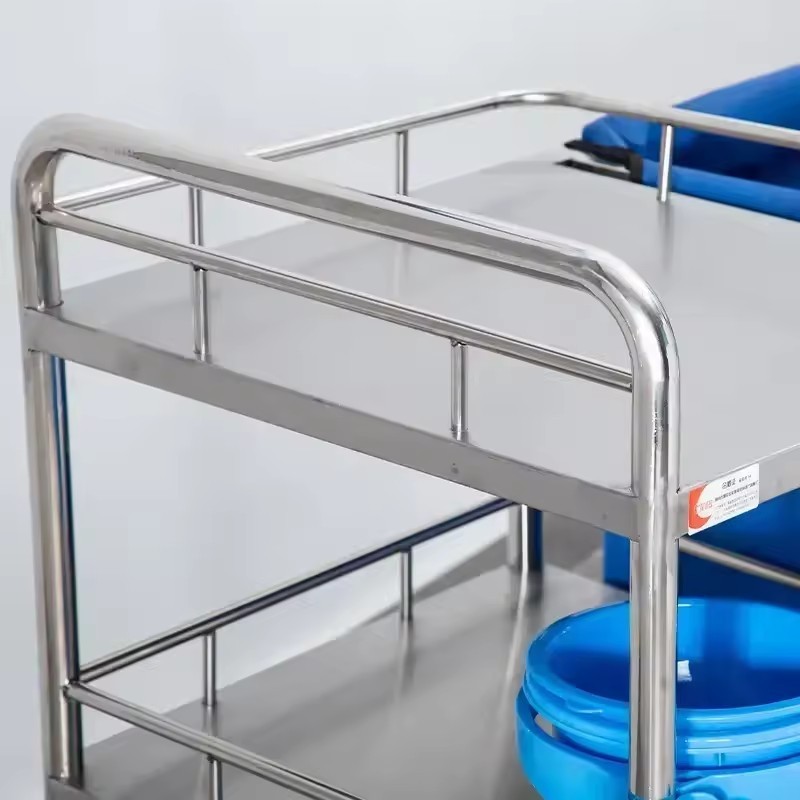 Amain Hospital Furniture 304 Stainless steel hospital Linen trolley Medical Waste Trolley Dirty Linen Trolley cart with Basin