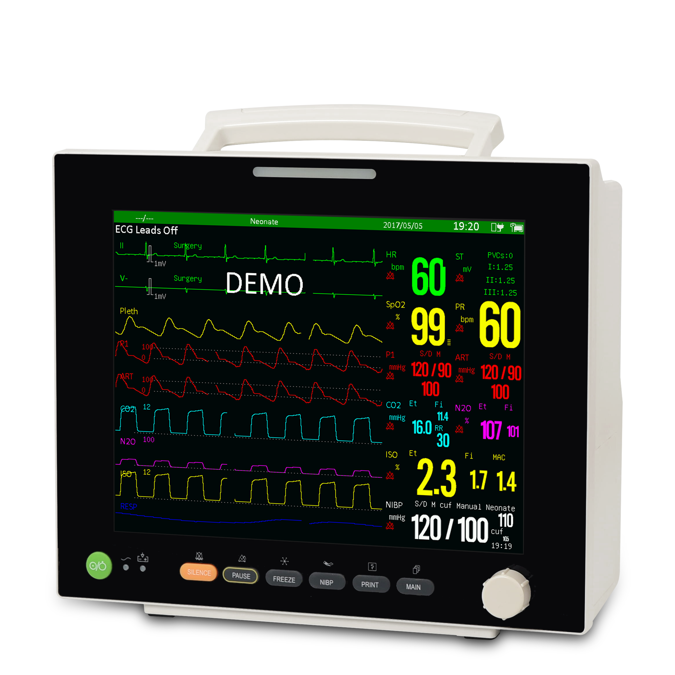 Professional Multi-parameter patient monitor model AM9000JA+ for Adult/ pediatric/ Neonate patients 12.1