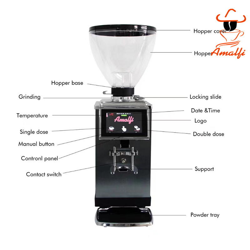 Amalfi K90 Professional Barista 83 Flat Burr Hopper Burr Commercial Coffee Grinder for Wholesaler