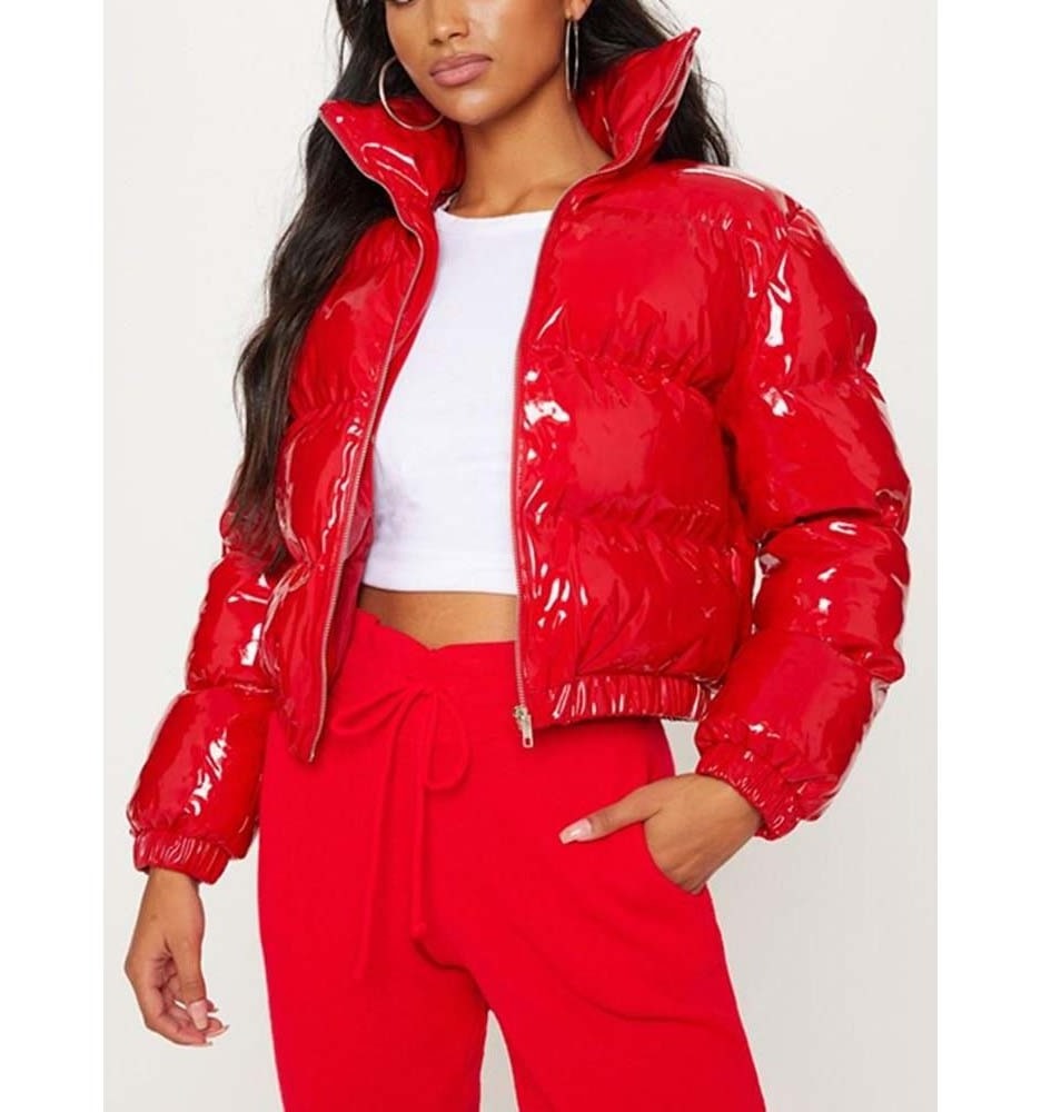 Bubble Jacket Women New Arrival Custom High Quality Winter Bubble Red Shiny Puffer Jacket For Women