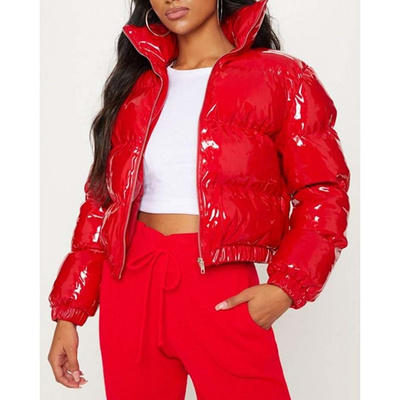 Bubble Jacket Women New Arrival Custom High Quality Winter Bubble Red Shiny Puffer Jacket For Women