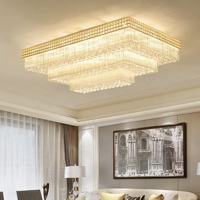 Modern Rectangle Crystal Ceiling Lamp LED Simple Crystal Chandelier Ceiling Light For Living Room Dining Room Deco