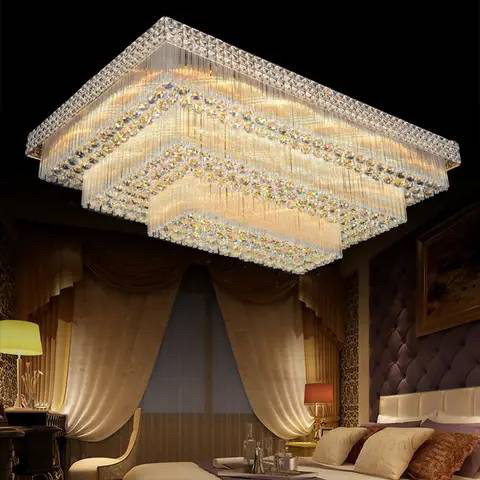 Modern Rectangle Crystal Ceiling Lamp LED Simple Crystal Chandelier Ceiling Light For Living Room Dining Room Deco