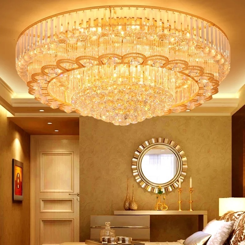 new gold modern indoor crystal ceiling mounted lighting fixtures for living room ceiling lights