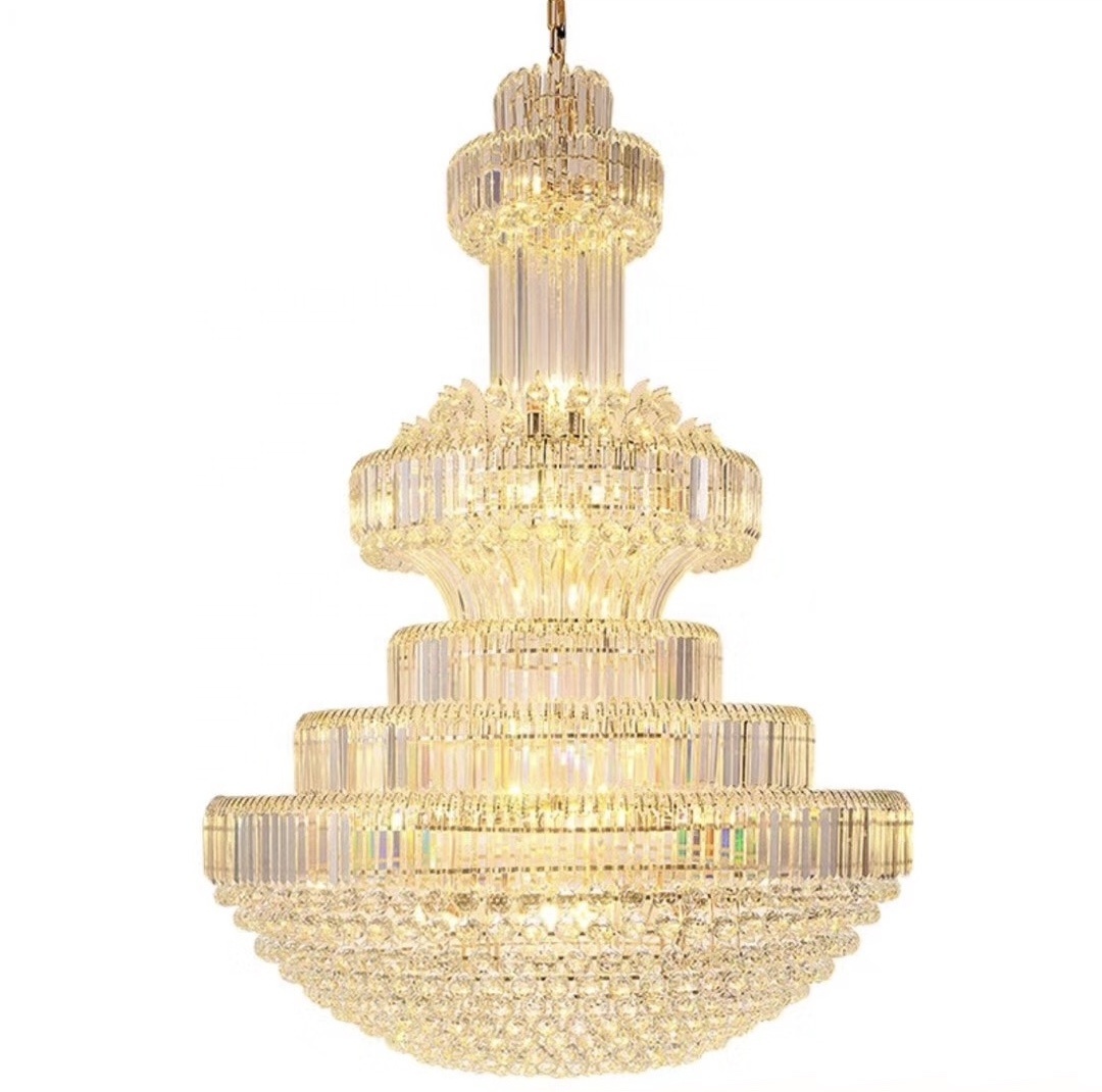 modern decor gold luxury crystal large chandelier pendant light for hotel lobby hallway stairs villa salon decor light