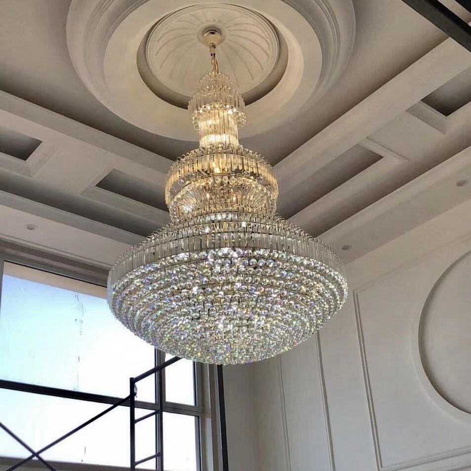 modern decor gold luxury crystal large chandelier pendant light for hotel lobby hallway stairs villa salon decor light