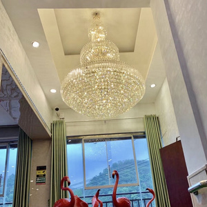 modern decor gold luxury crystal large chandelier pendant light for hotel lobby hallway stairs villa salon decor light