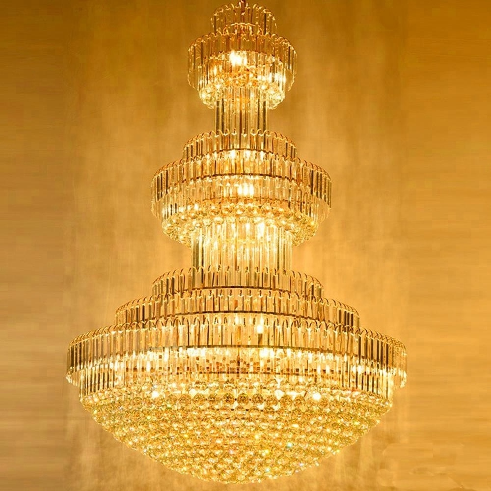 modern decor gold luxury crystal large chandelier pendant light for hotel lobby hallway stairs villa salon decor light