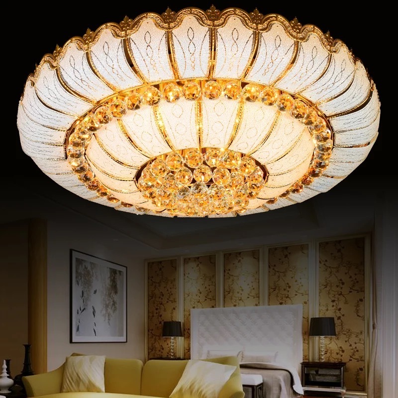 New Gold Glass Flush Mount Flower Light Crystal Ceiling Lights For Home False Ceiling light Decor