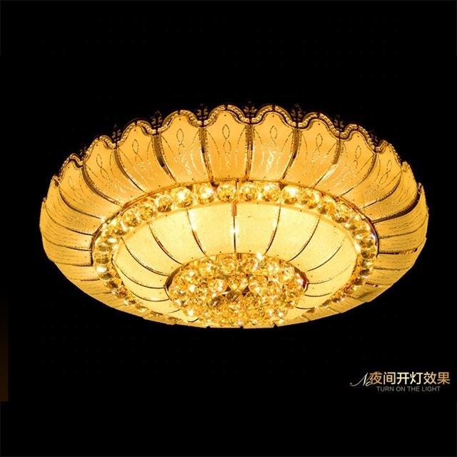 New Gold Glass Flush Mount Flower Light Crystal Ceiling Lights For Home False Ceiling light Decor