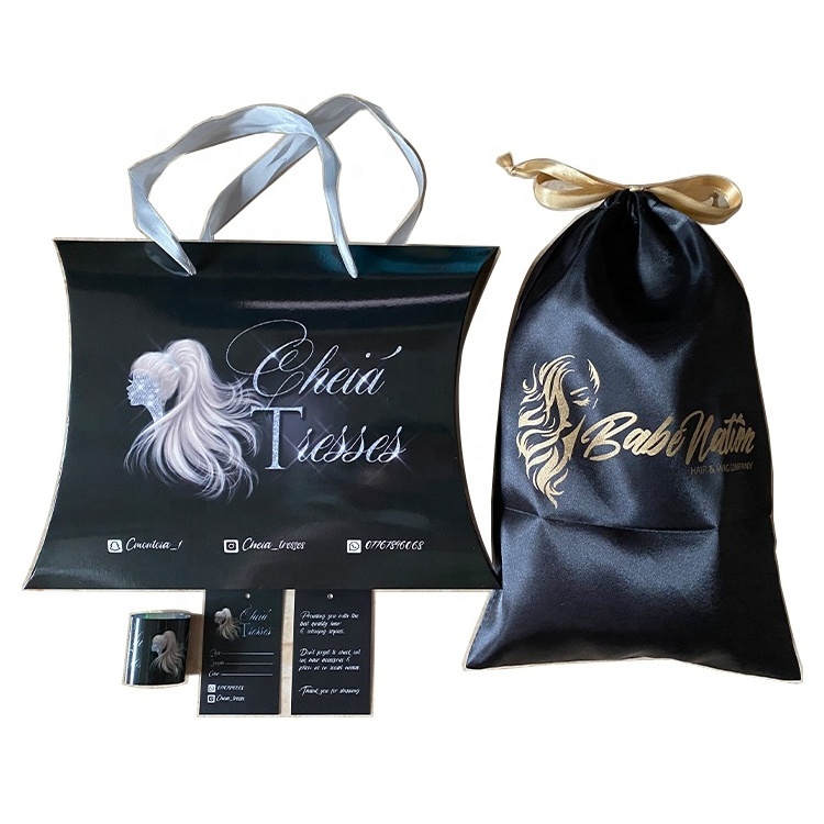 FREE tag when you order hair extensions package box bundles packaging pillow box wig satin bag and sticker