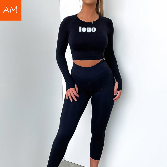 Custom Logo Printed Long Sleeve Thumb Hole Elasticity Long Sleeve 80 Nylon 20 Spandex Yoga Soft Long Sleeve Top For Women