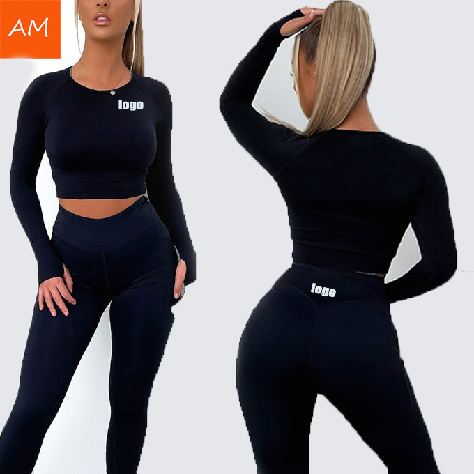 Custom Logo Printed Long Sleeve Thumb Hole Elasticity Long Sleeve 80 Nylon 20 Spandex Yoga Soft Long Sleeve Top For Women