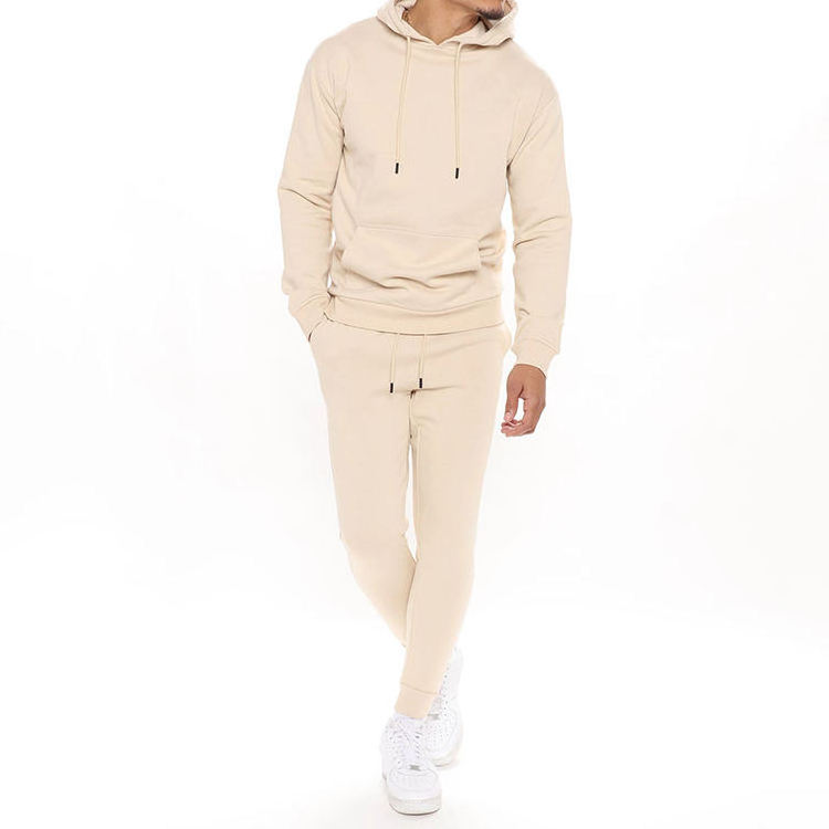 Custom Blank Hoodies Jogger Pants Set French Terry 100% Organic Cotton Heavyweight Men Tracksuit