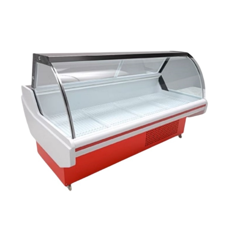 Curved glass Meat Deli Display Cabinet  Supermarket display meat freezer chiller