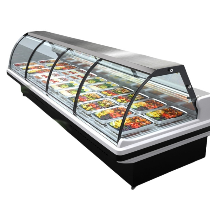 Curved glass Meat Deli Display Cabinet  Supermarket display meat freezer chiller