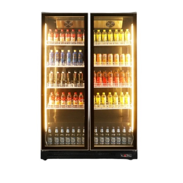 Commercial Display Cooler with Single Glass Door Large Vertical Beverage Cabinet Freezer for Beer & Beverages Store Refrigerator