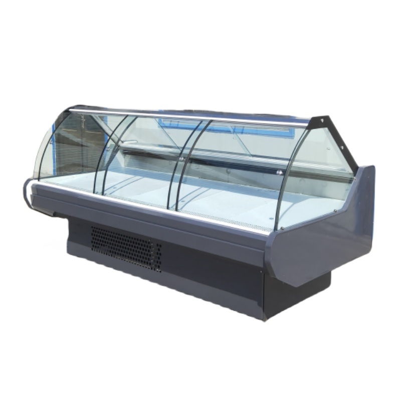 Curved glass Meat Deli Display Cabinet  Supermarket display meat freezer chiller