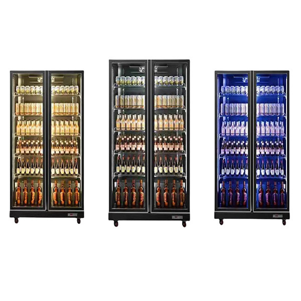 Commercial Display Cooler with Single Glass Door Large Vertical Beverage Cabinet Freezer for Beer & Beverages Store Refrigerator