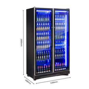 Commercial Display Cooler with Single Glass Door Large Vertical Beverage Cabinet Freezer for Beer & Beverages Store Refrigerator