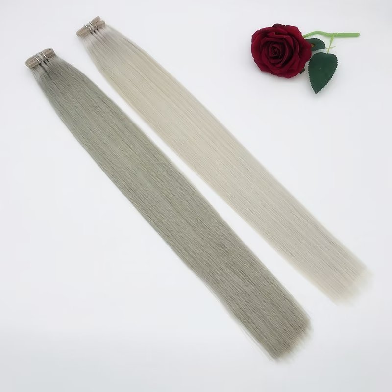 Amara high quality PU skin weft seamless human hair extensions Russian cuticle Neat cut genius weft double drawn for woman in