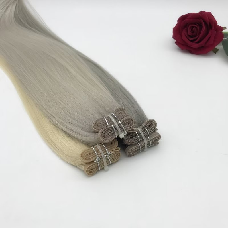 Amara high quality PU skin weft seamless human hair extensions Russian cuticle Neat cut genius weft double drawn for woman in