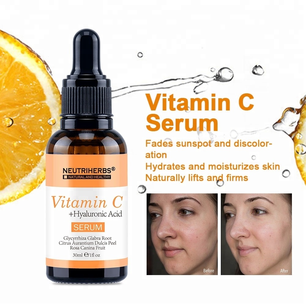 Custom logo Skincare Anti Wrinkle Dark Spot Corrector Remover Anti-Aging Glow Pure Vitamin C Serum For Face With Hyaluronic Acid