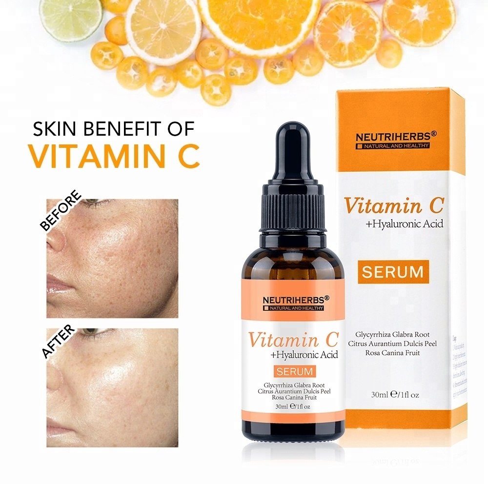 Custom logo Skincare Anti Wrinkle Dark Spot Corrector Remover Anti-Aging Glow Pure Vitamin C Serum For Face With Hyaluronic Acid