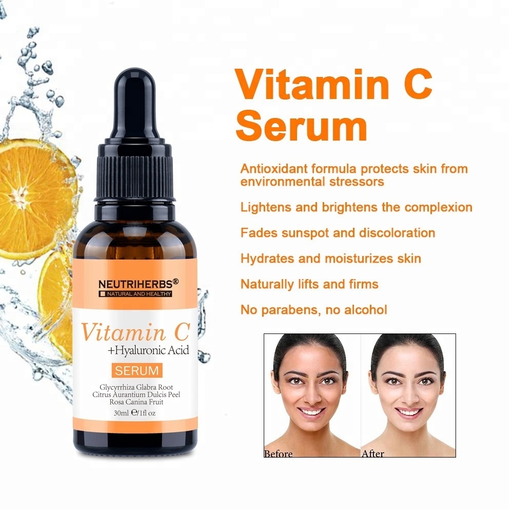 Custom logo Skincare Anti Wrinkle Dark Spot Corrector Remover Anti-Aging Glow Pure Vitamin C Serum For Face With Hyaluronic Acid