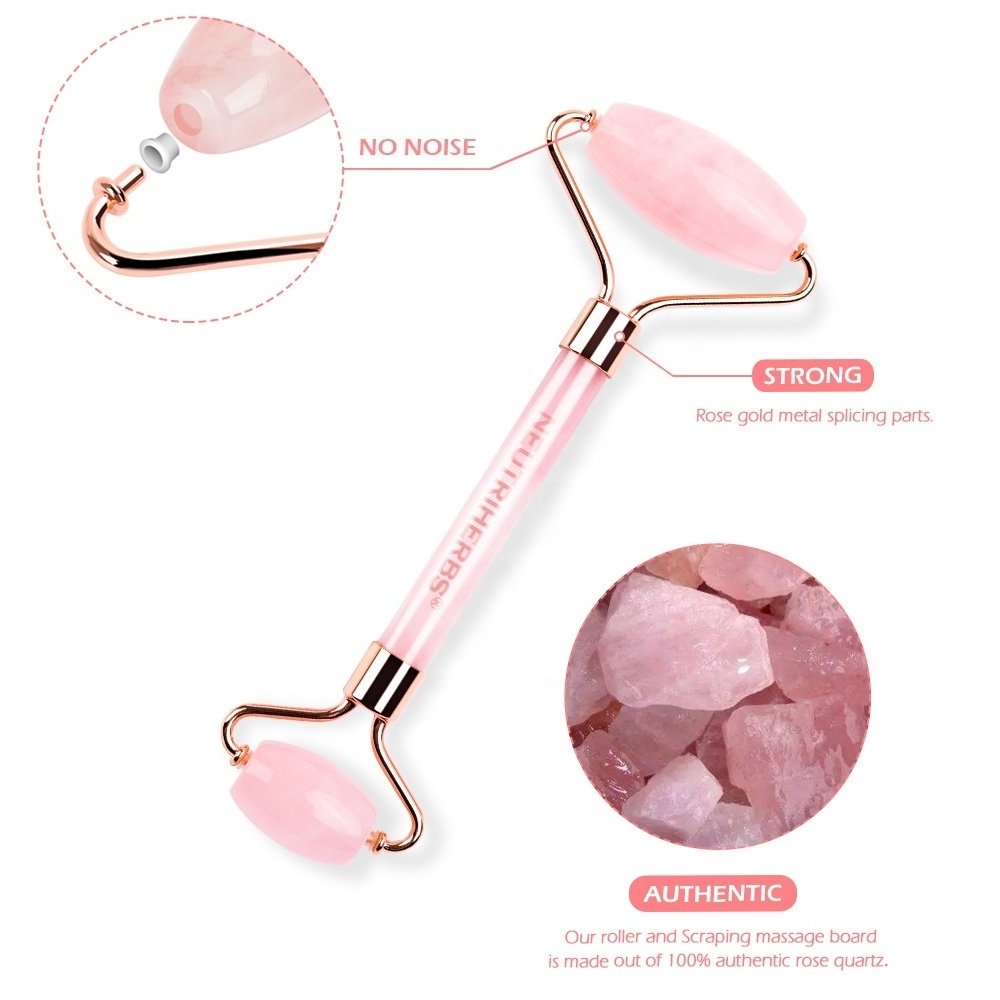 Private Label Anti Aging Gua Sha Rose Quartz Pink Jade Roller Massager