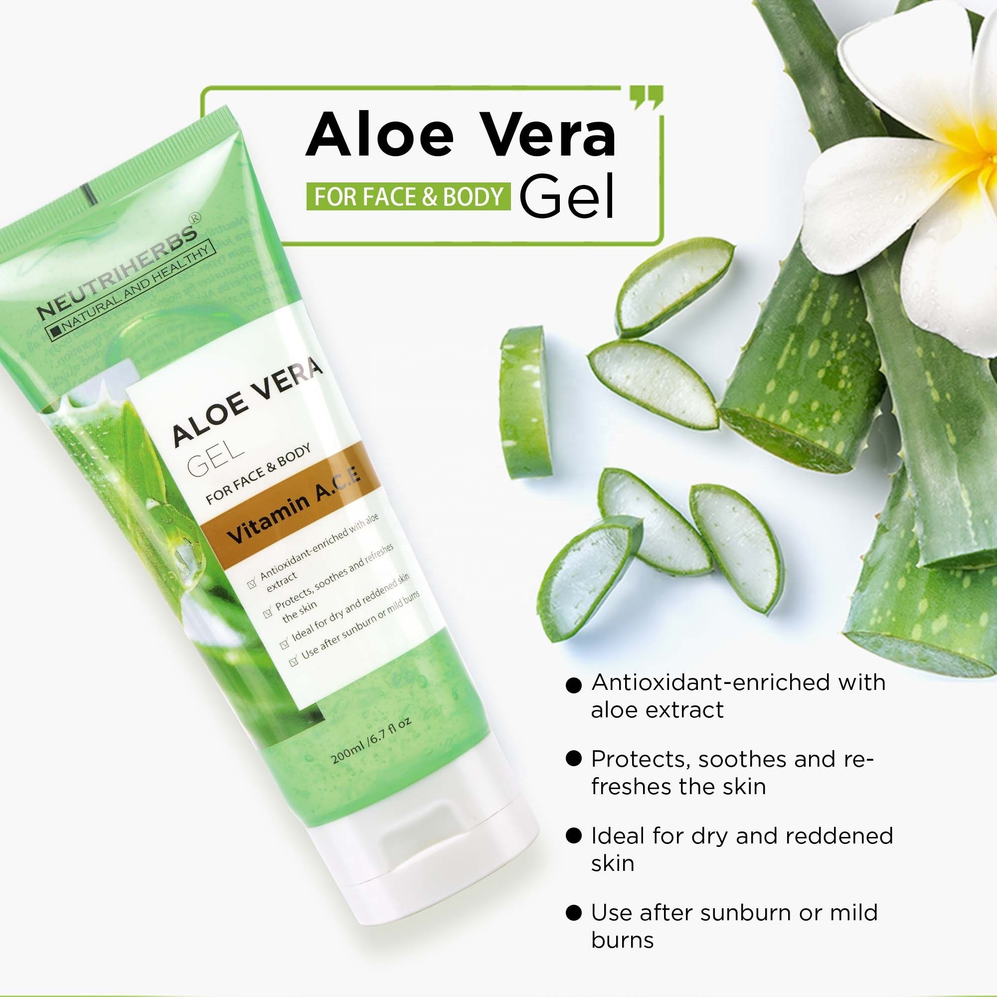 Neutriherbs Facial Aloe Soothing Relieve Sun Damaged Face Aloe Vera Gel Natural